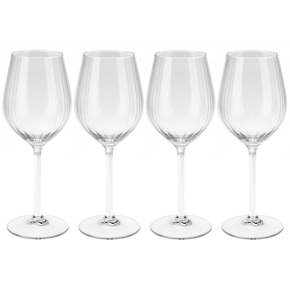 Kieliszki do Wina Białego 380 ml Ryflowane Zestaw 4 szt. Glass - obrazek 3