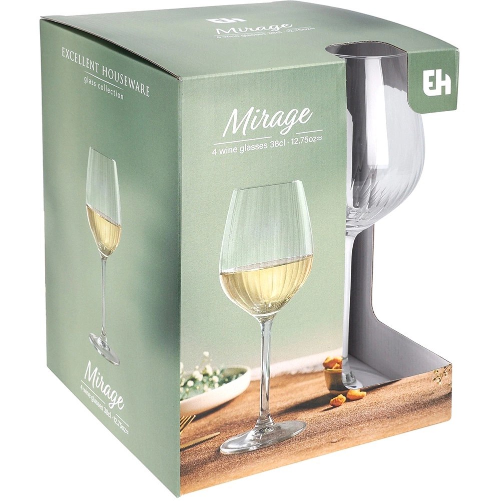 Kieliszki do Wina Białego 380 ml Ryflowane Zestaw 4 szt. Glass - obrazek 4