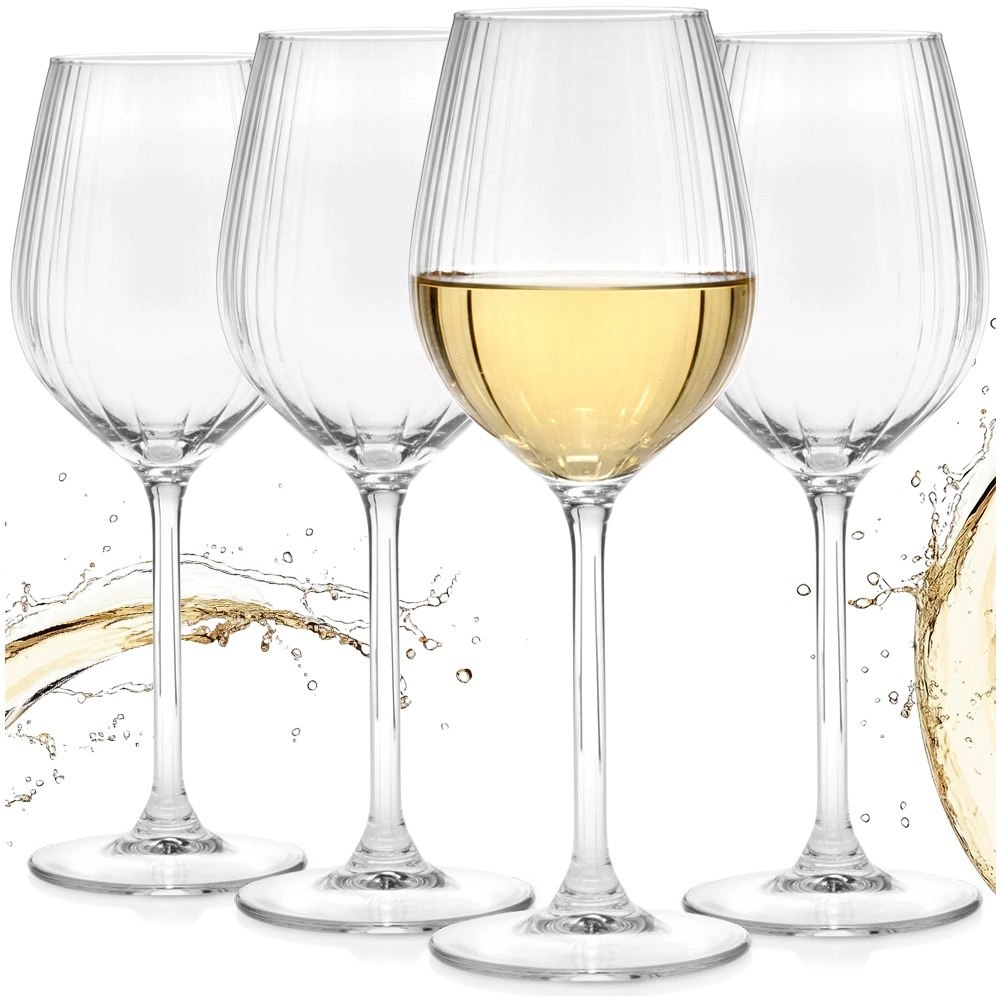 Kieliszki do Wina Białego 380 ml Ryflowane Zestaw 4 szt. Glass - obrazek 5