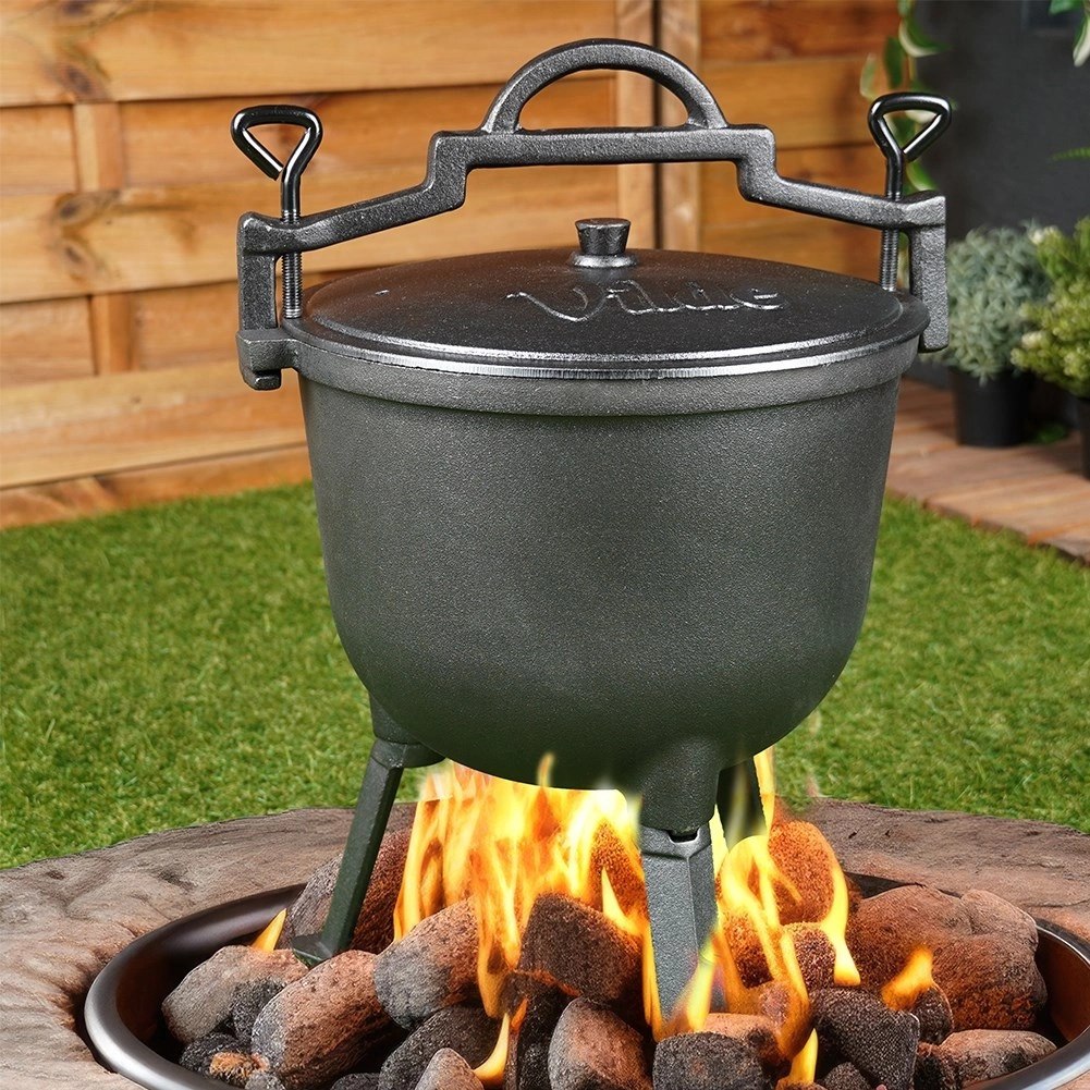 Kociołek Żeliwny Pojemny na Nóżkach z Pokrywką na Ognisko Grill CAST LINE 10 l - obrazek 2