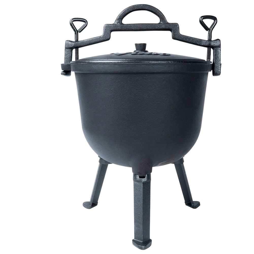 Kociołek Żeliwny Pojemny na Nóżkach z Pokrywką na Ognisko Grill CAST LINE 10 l - obrazek 3