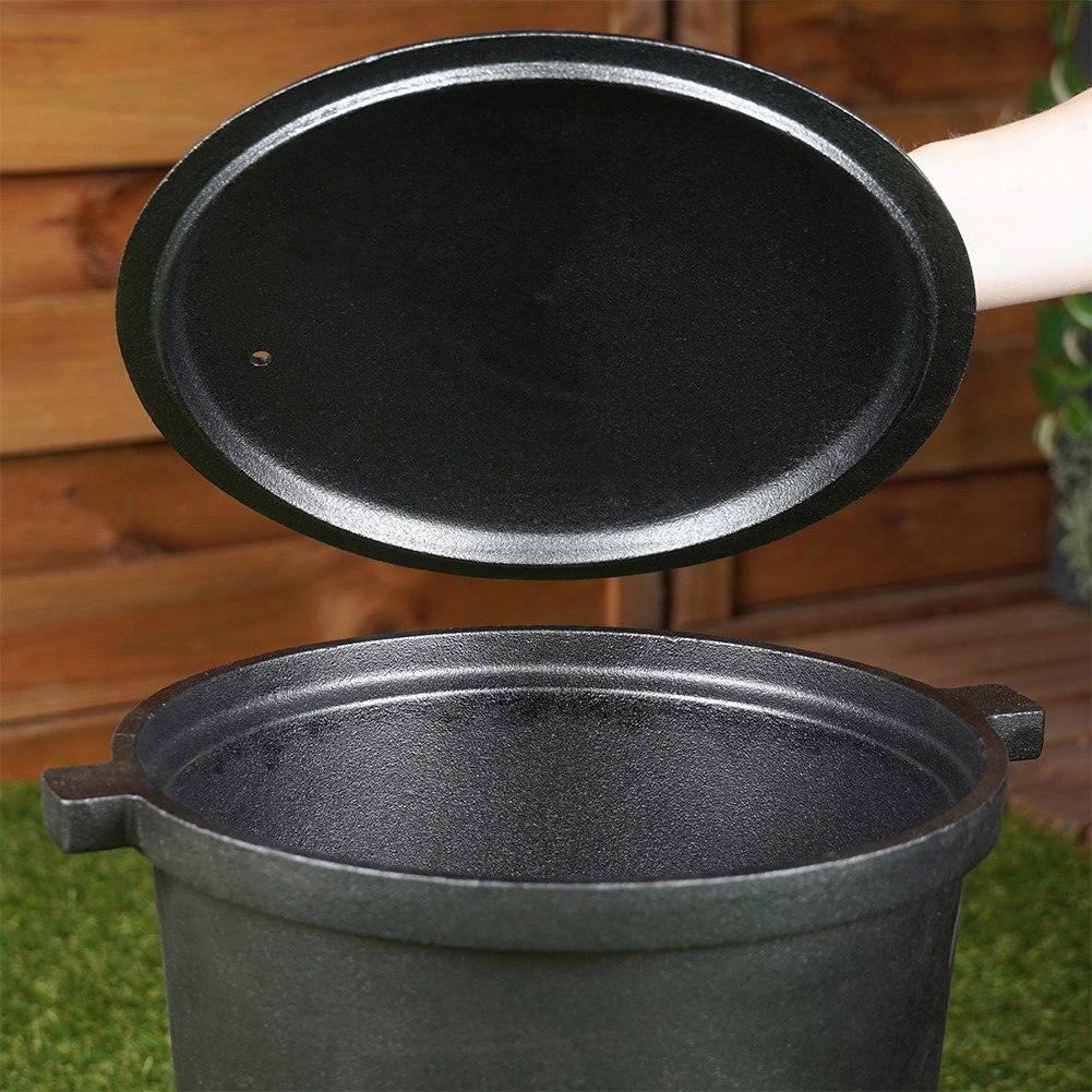 Kociołek Żeliwny Pojemny na Nóżkach z Pokrywką na Ognisko Grill CAST LINE 10 l - obrazek 4