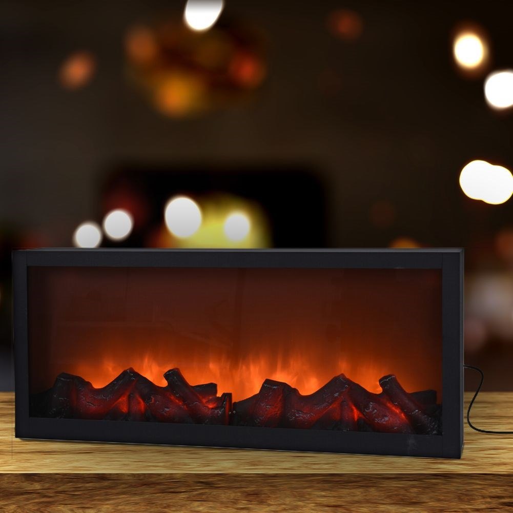 Kominek Elektryczny Ogień Ognisko LED Metalowy Czarny Solidny ORION 57x25cm - obrazek 2