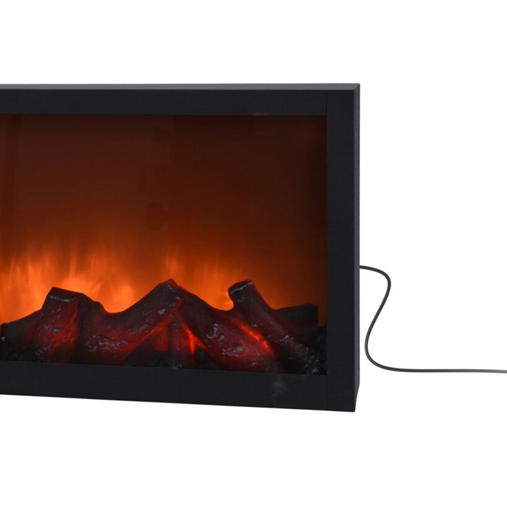 Kominek Elektryczny Ogień Ognisko LED Metalowy Czarny Solidny ORION 57x25cm - obrazek 3
