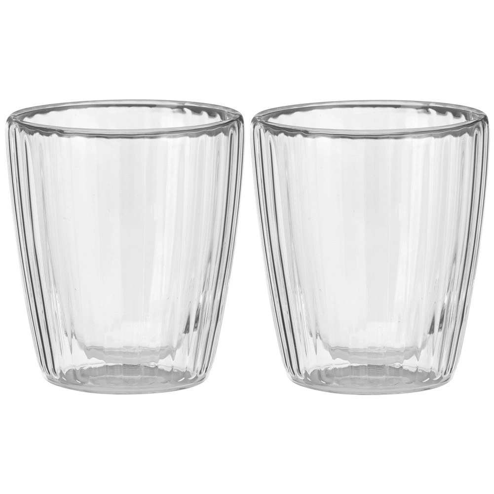 Komplet 2 Szklanek Termicznych 230ml Podwójne Szkło Paskowane Kawa - obrazek 3
