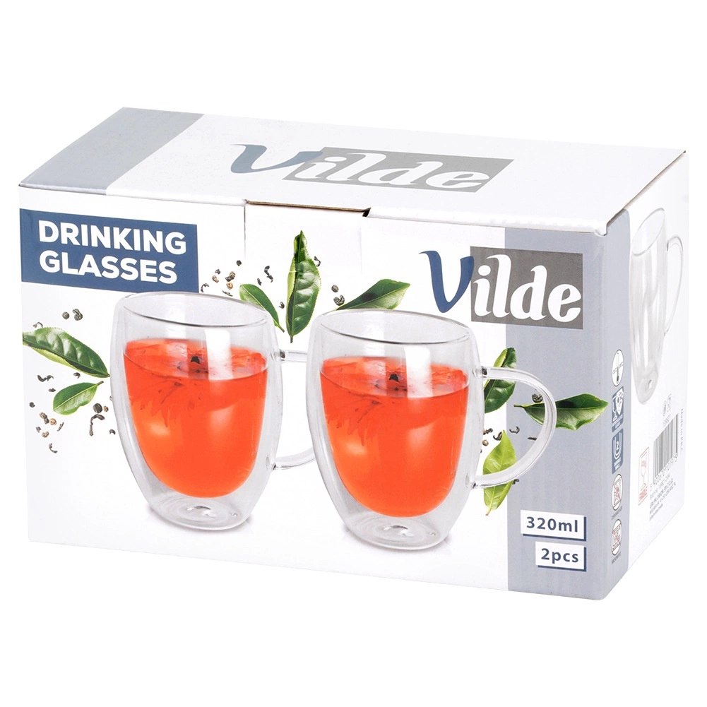 Komplet 2 Szklanek Termicznych z Uchem 320ml Podwójne Szkło VILDE - obrazek 8