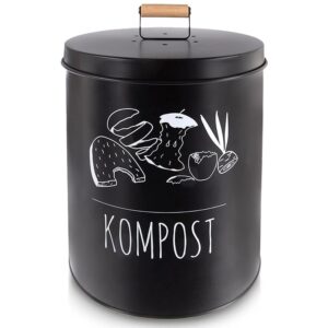Kompostownik Kuchenny 8 L Metalowy Czarny Filtr Węglowy Bioodpady