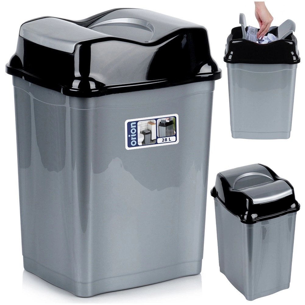 Kosz na Śmieci Plastikowy Szary 28 L ORION Wytrzymały i Pojemny - obrazek 6