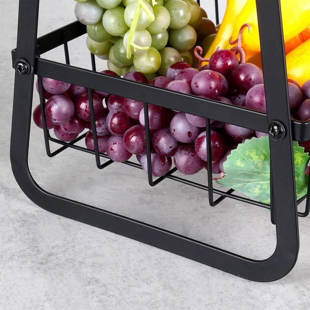 Koszyk na Owoce Warzywa 3-Poziomowy Metalowy Czarny VILDE 29 cm - obrazek 4