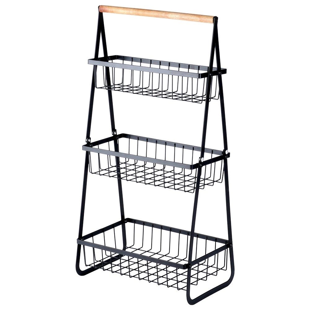 Koszyk na Owoce Warzywa 3-Poziomowy Metalowy Czarny VILDE 29 cm - obrazek 6