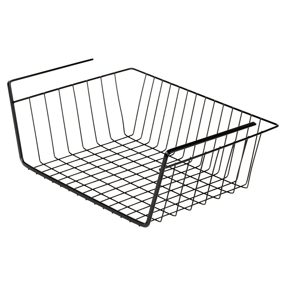 Koszyk podwieszany pod półkę metalowy czarny 40,5x26,5x14,5 cm - obrazek 3