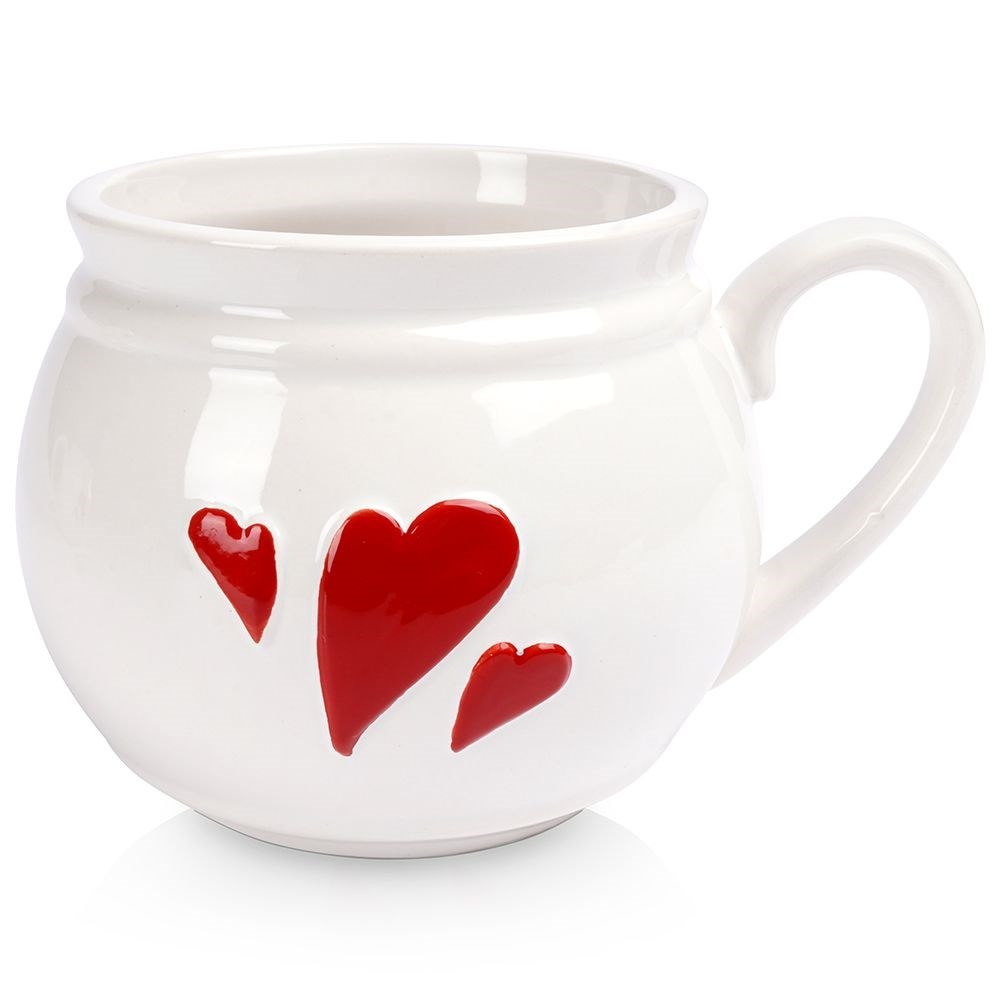 Kubek Ceramiczny na Kawę Herbatę Serce Duży Pojemny Biały ORION 800 ml