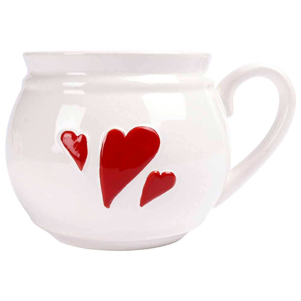 Kubek Ceramiczny na Kawę Herbatę Serce Duży Pojemny Biały ORION 800 ml - obrazek 3