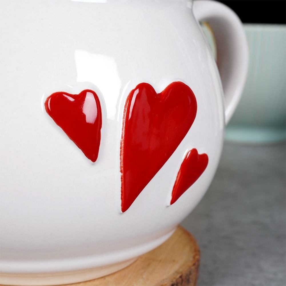 Kubek Ceramiczny na Kawę Herbatę Serce Duży Pojemny Biały ORION 800 ml - obrazek 5