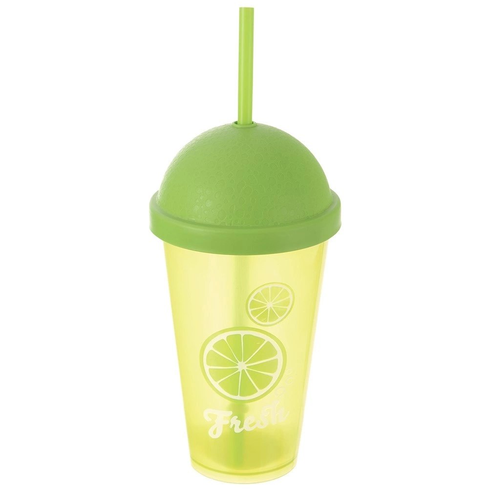 Kubek z Pokrywką i Słomką 450 ml ORION Zielony Nietłukący do Napojów