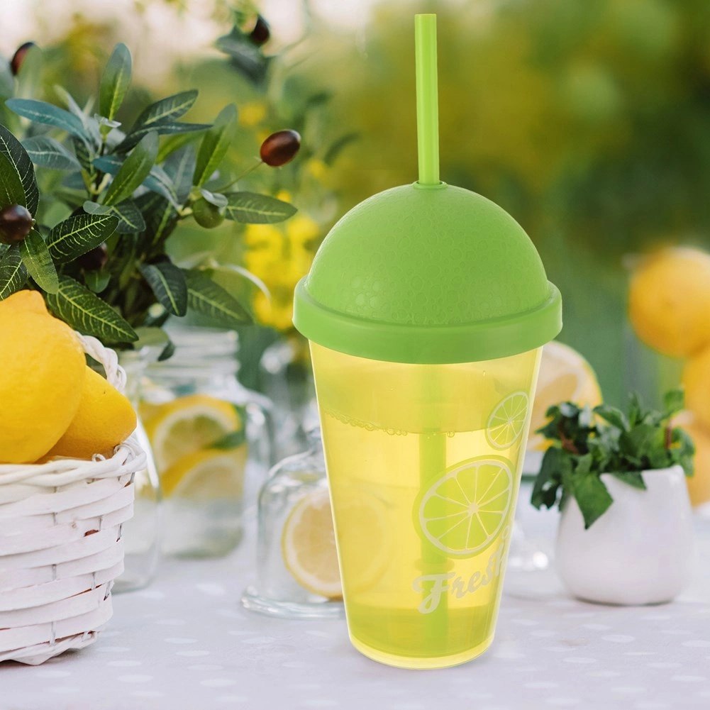 Kubek z Pokrywką i Słomką 450 ml ORION Zielony Nietłukący do Napojów - obrazek 2