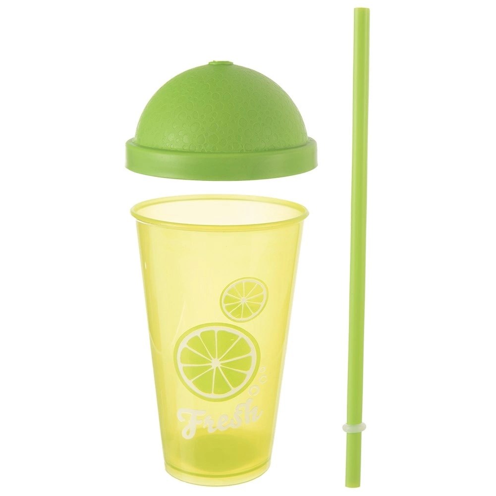 Kubek z Pokrywką i Słomką 450 ml ORION Zielony Nietłukący do Napojów - obrazek 3