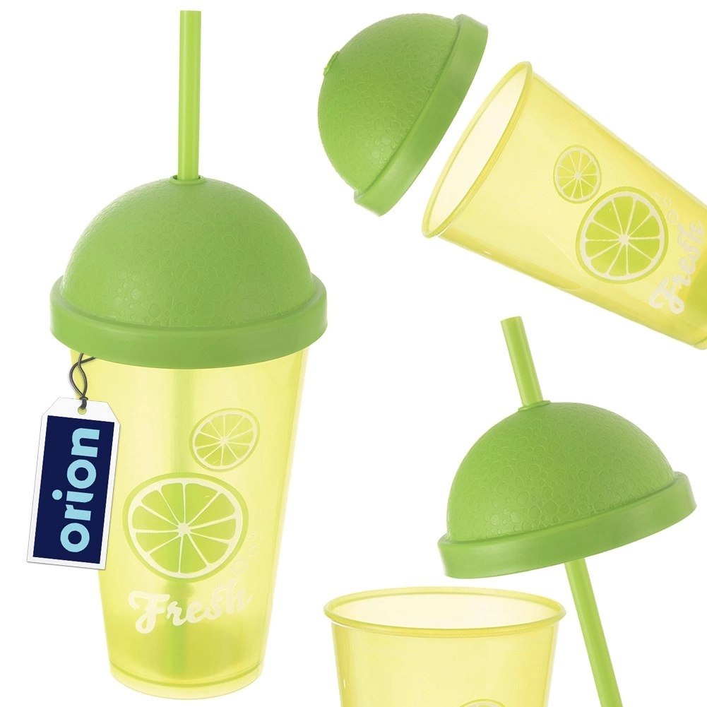 Kubek z Pokrywką i Słomką 450 ml ORION Zielony Nietłukący do Napojów - obrazek 6