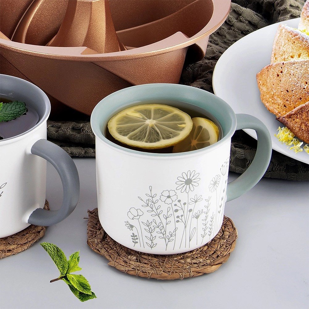Kubek Porcelanowy 400 ml ORION Kwiaty Biały Solidny do Zmywarki - obrazek 2