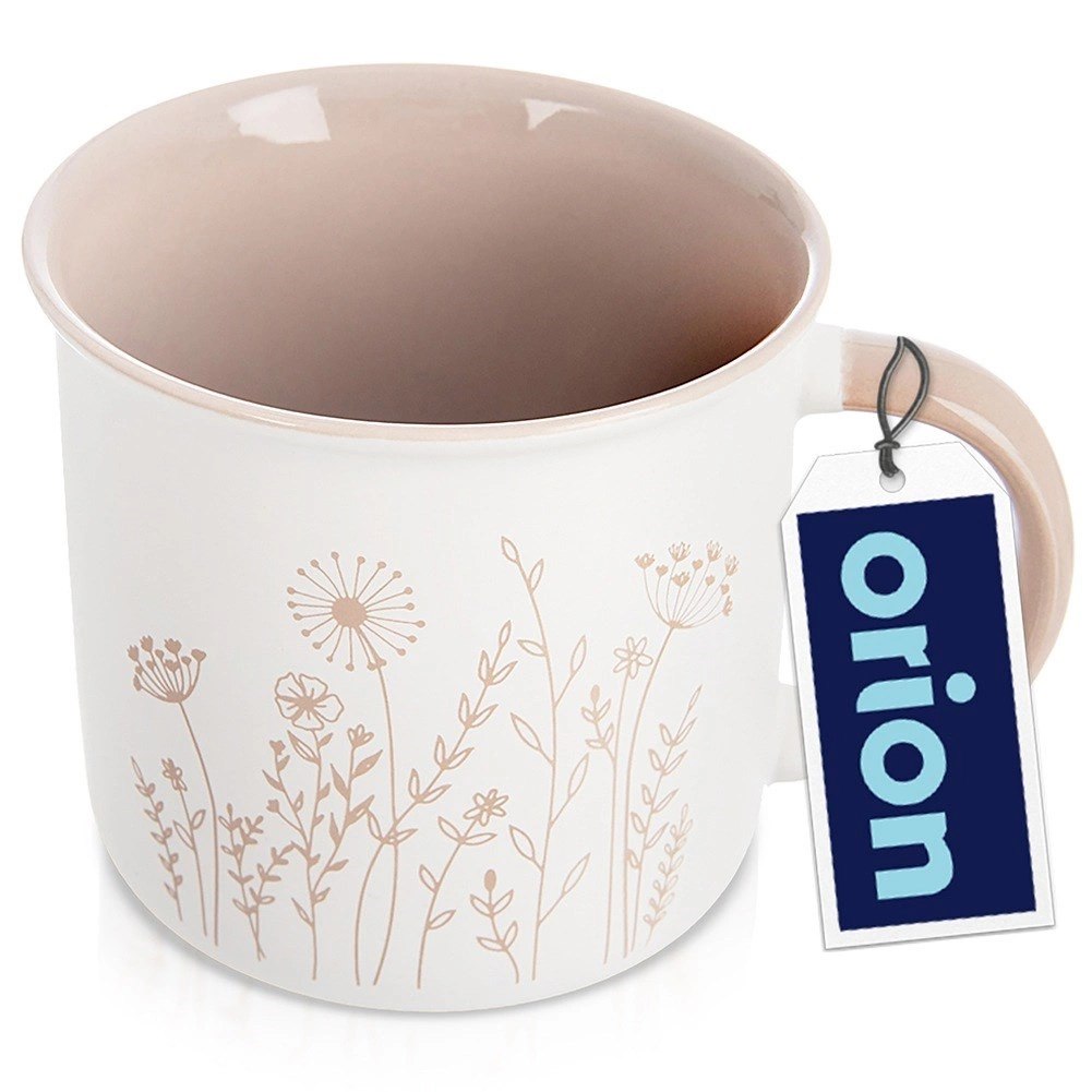 Kubek Porcelanowy 400 ml ORION Kwiaty Biały z Beżowym Wnętrzem do Zmywarki - obrazek 4