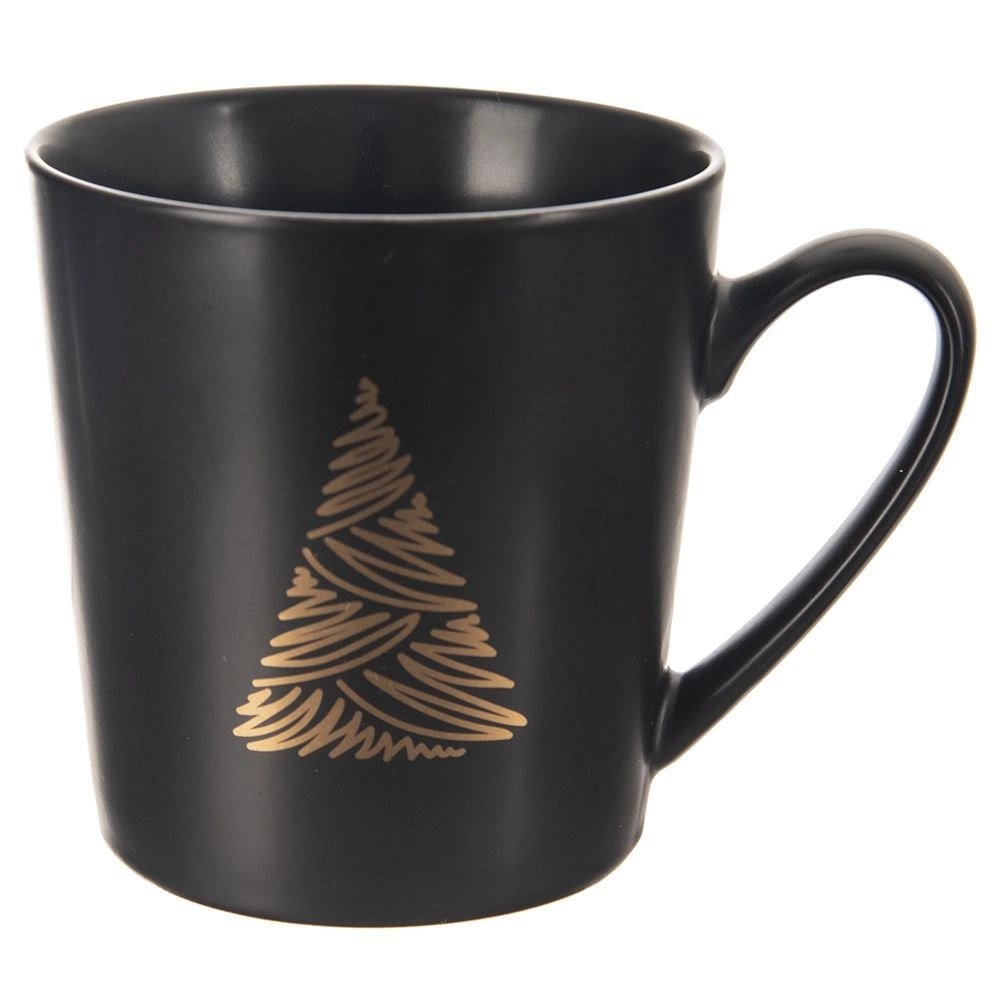 Kubek Porcelanowy 500 ml ORION Czarny Choinka Świąteczny do Mikrofali