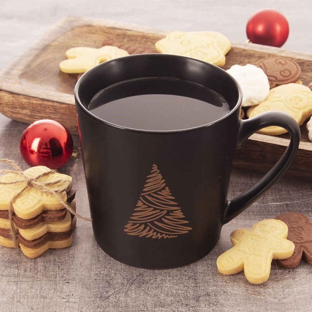 Kubek Porcelanowy 500 ml ORION Czarny Choinka Świąteczny do Mikrofali - obrazek 2