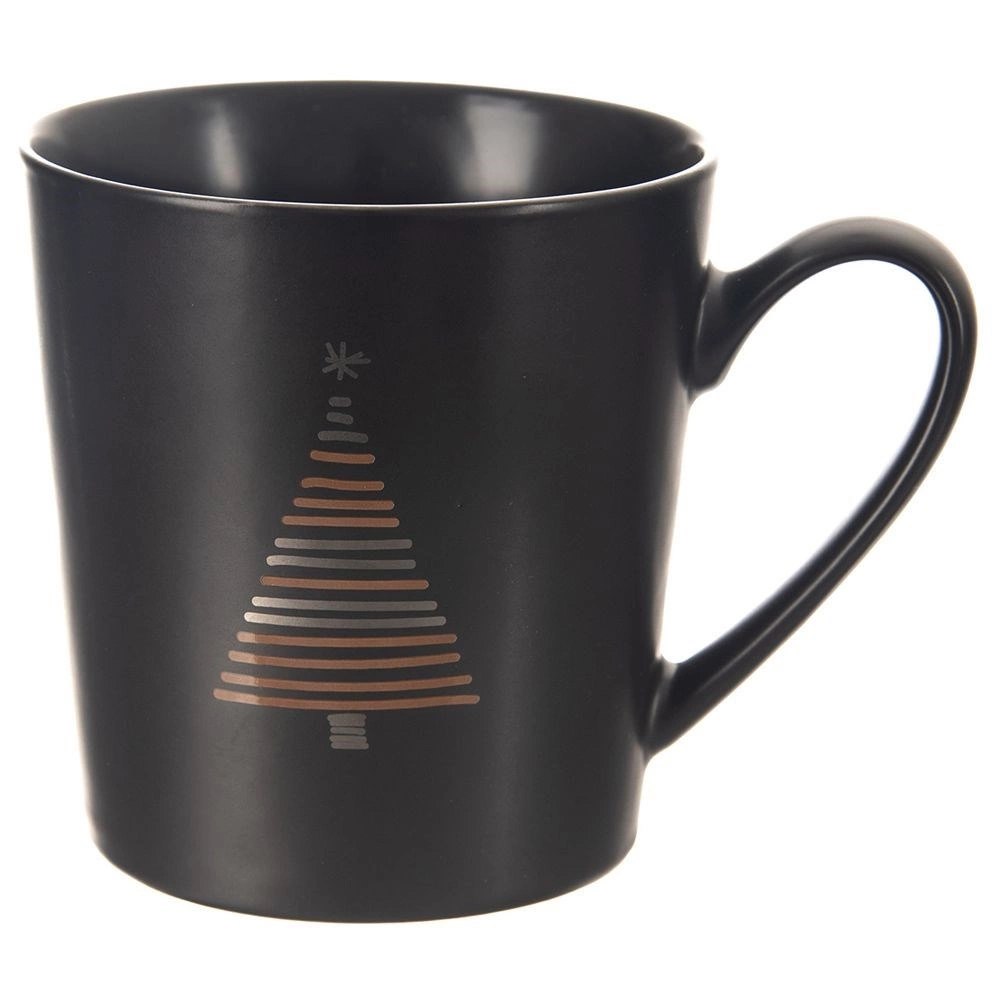 Kubek Porcelanowy 500 ml ORION Czarny Choinka Świąteczny do Mikrofali - obrazek 3
