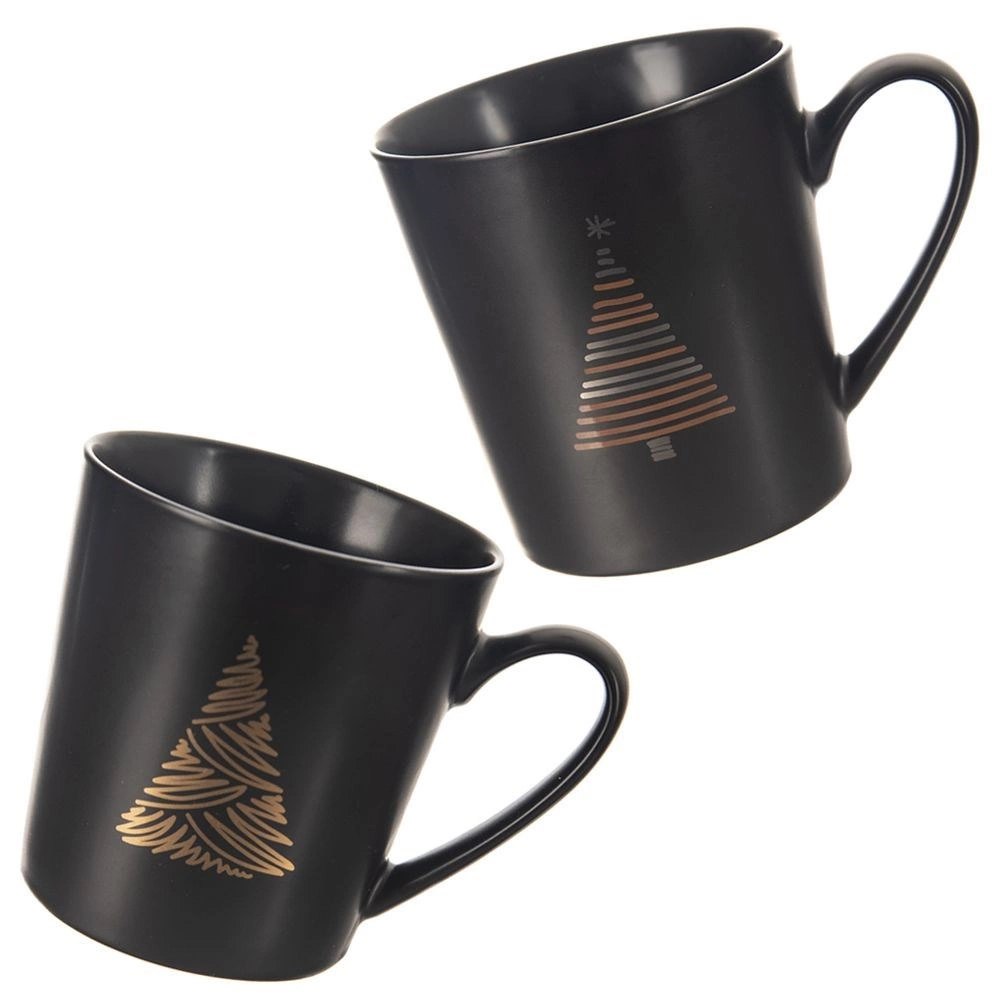 Kubek Porcelanowy 500 ml ORION Czarny Choinka Świąteczny do Mikrofali - obrazek 4