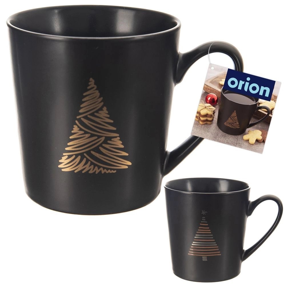 Kubek Porcelanowy 500 ml ORION Czarny Choinka Świąteczny do Mikrofali - obrazek 5