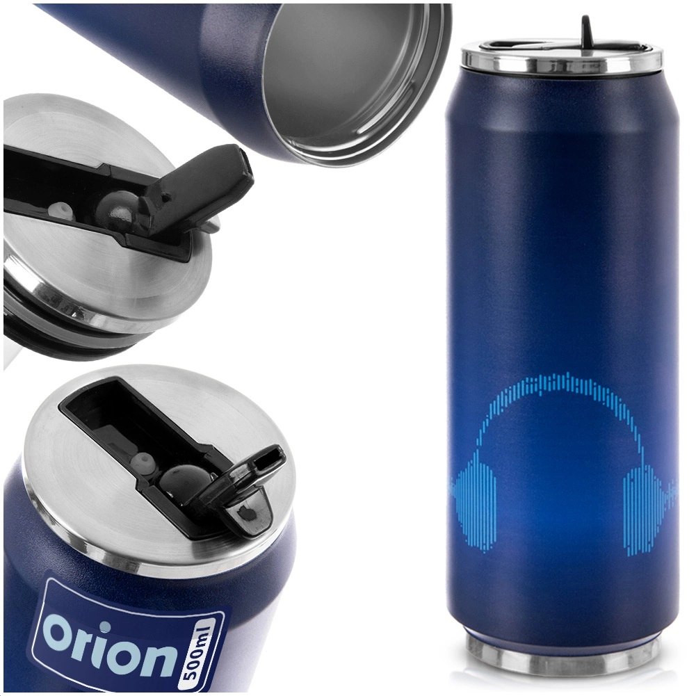 Kubek Termiczny Puszka 500 ml ORION Słuchawki Stal Nierdzewna Szczelny - obrazek 6