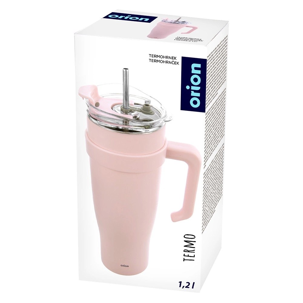 Kubek termiczny stalowy różowy z uchwytem TERMO 1,2 l - obrazek 6
