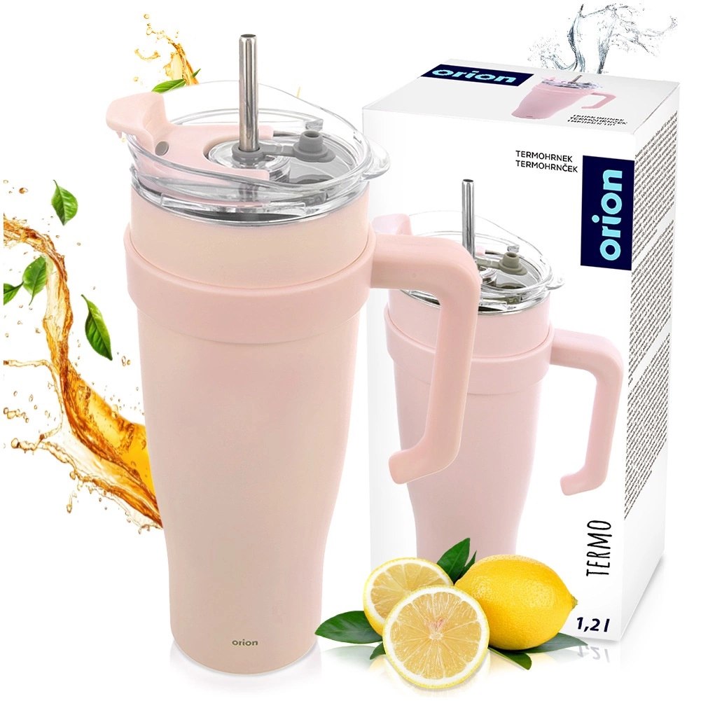 Kubek termiczny stalowy różowy z uchwytem TERMO 1,2 l - obrazek 7