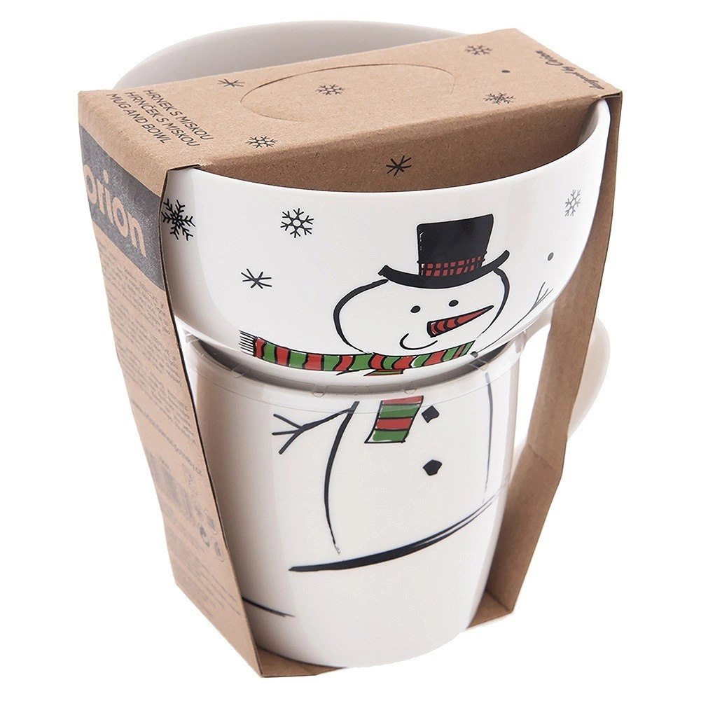 Kubek z Miseczką Porcelanowy 2 el. ORION Zima Bałwan Zestaw Śniadaniowy - obrazek 6