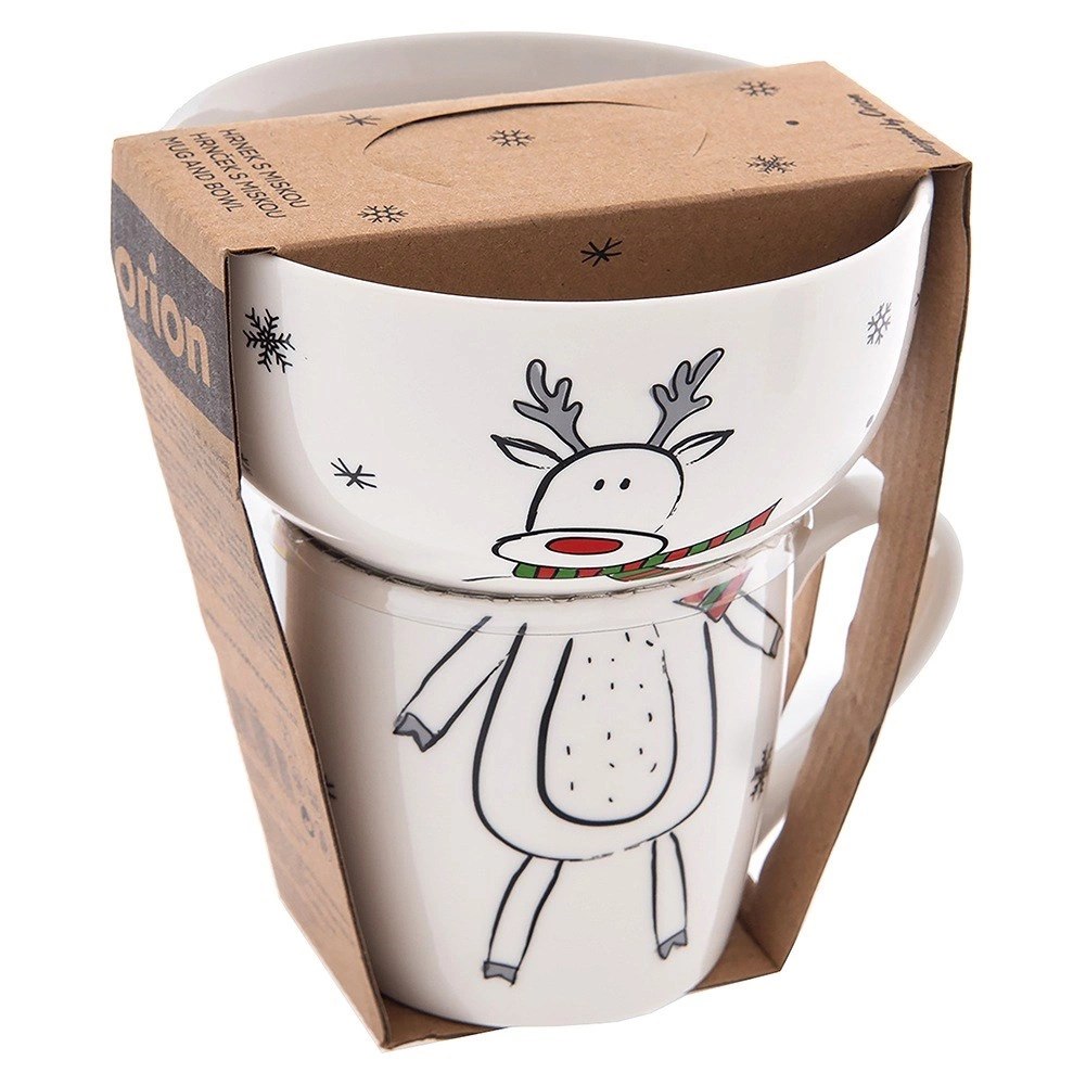 Kubek z Miseczką Porcelanowy 2 el. ORION Renifer Zestaw Śniadaniowy - obrazek 5