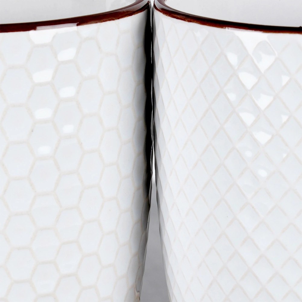 Kubki Ceramiczne Białe do Kawy Herbaty Zestaw Ozdobny VILDE 400 ml 4 szt. - obrazek 4