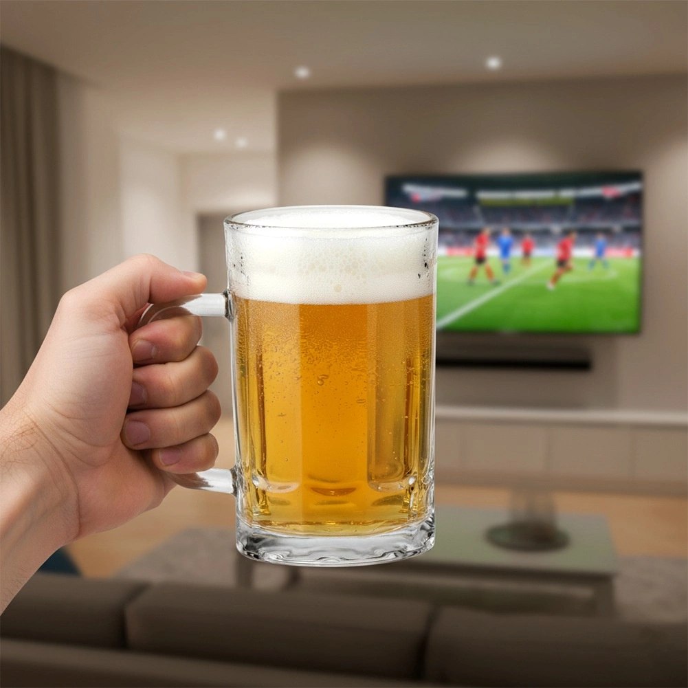 Kufel do Piwa Szklany 330 ml z Uchem Gruby Klasyczny Prezent - obrazek 4