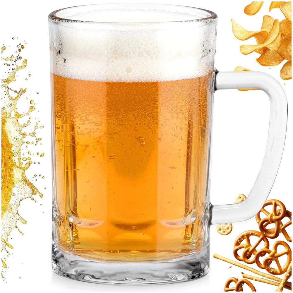 Kufel do Piwa Szklany 330 ml z Uchem Gruby Klasyczny Prezent - obrazek 5