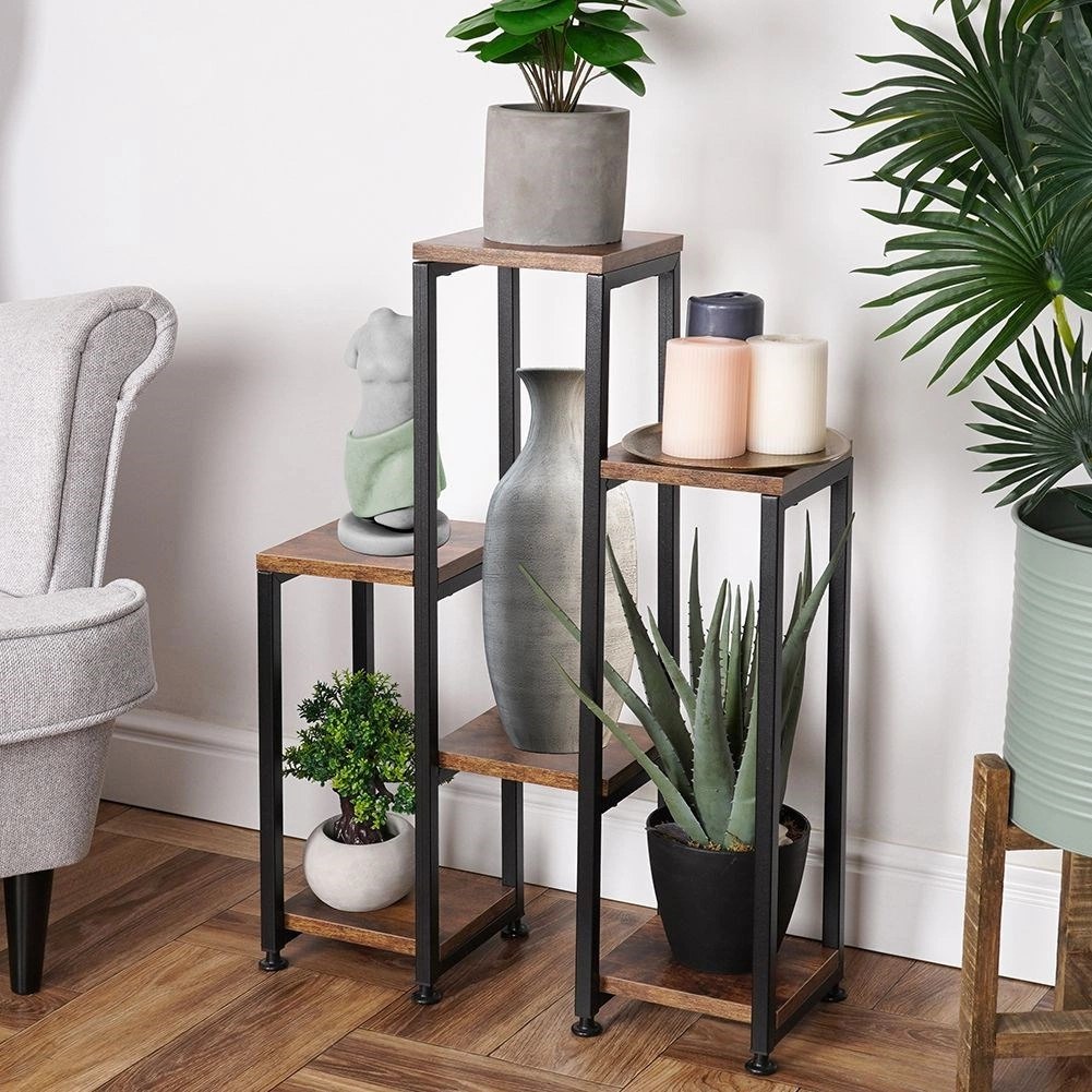 Kwietnik Stojak na Kwiaty 6-Poziomowy Kaskada Metalowy Loft VILDE 70 cm - obrazek 2