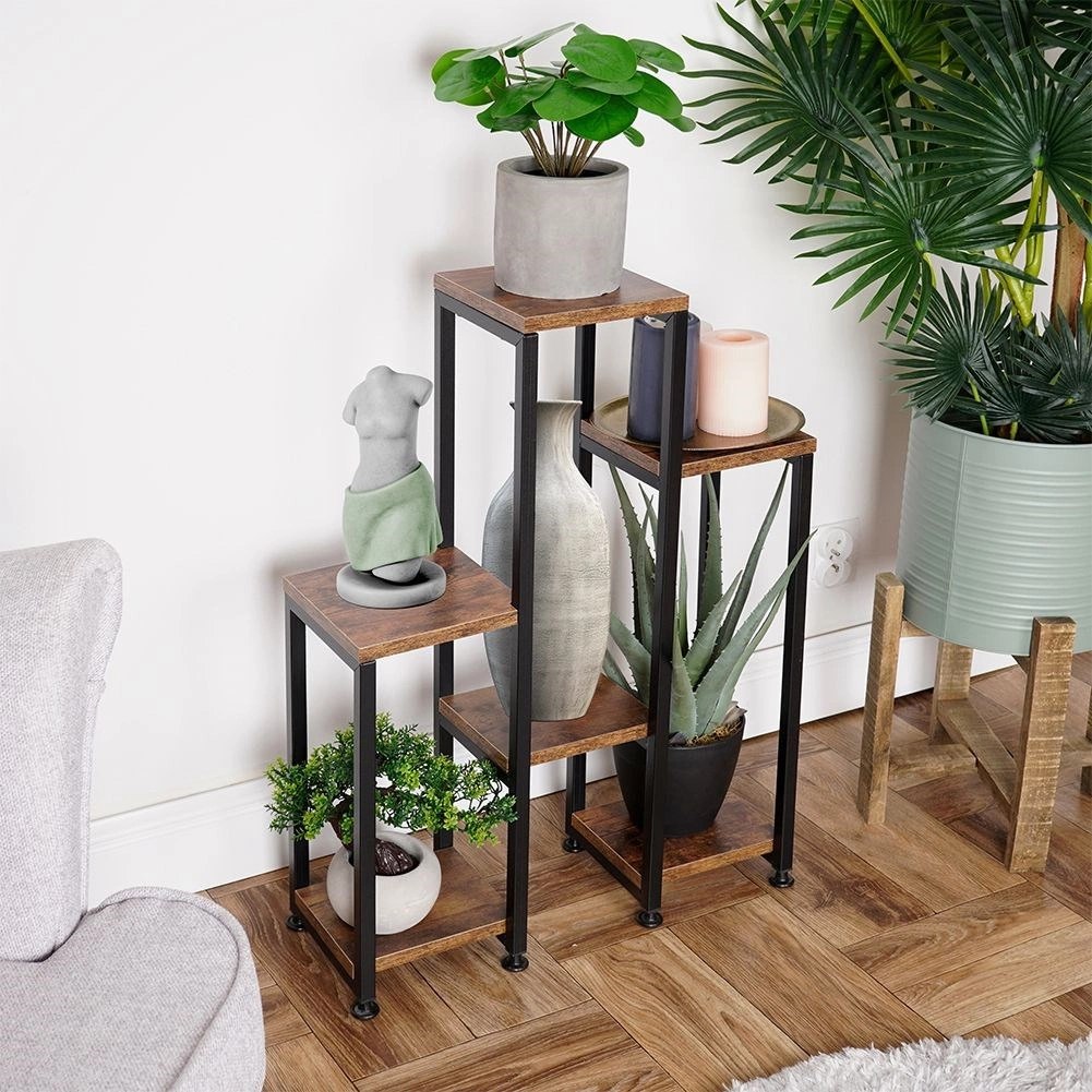 Kwietnik Stojak na Kwiaty 6-Poziomowy Kaskada Metalowy Loft VILDE 70 cm - obrazek 6