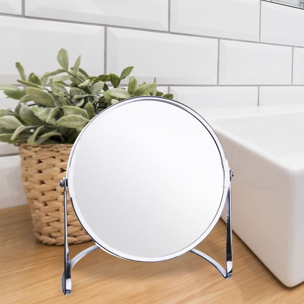 Lusterko Kosmetyczne do Makijażu na Stojaku Dwustronne Solidne ORION 17 cm - obrazek 3