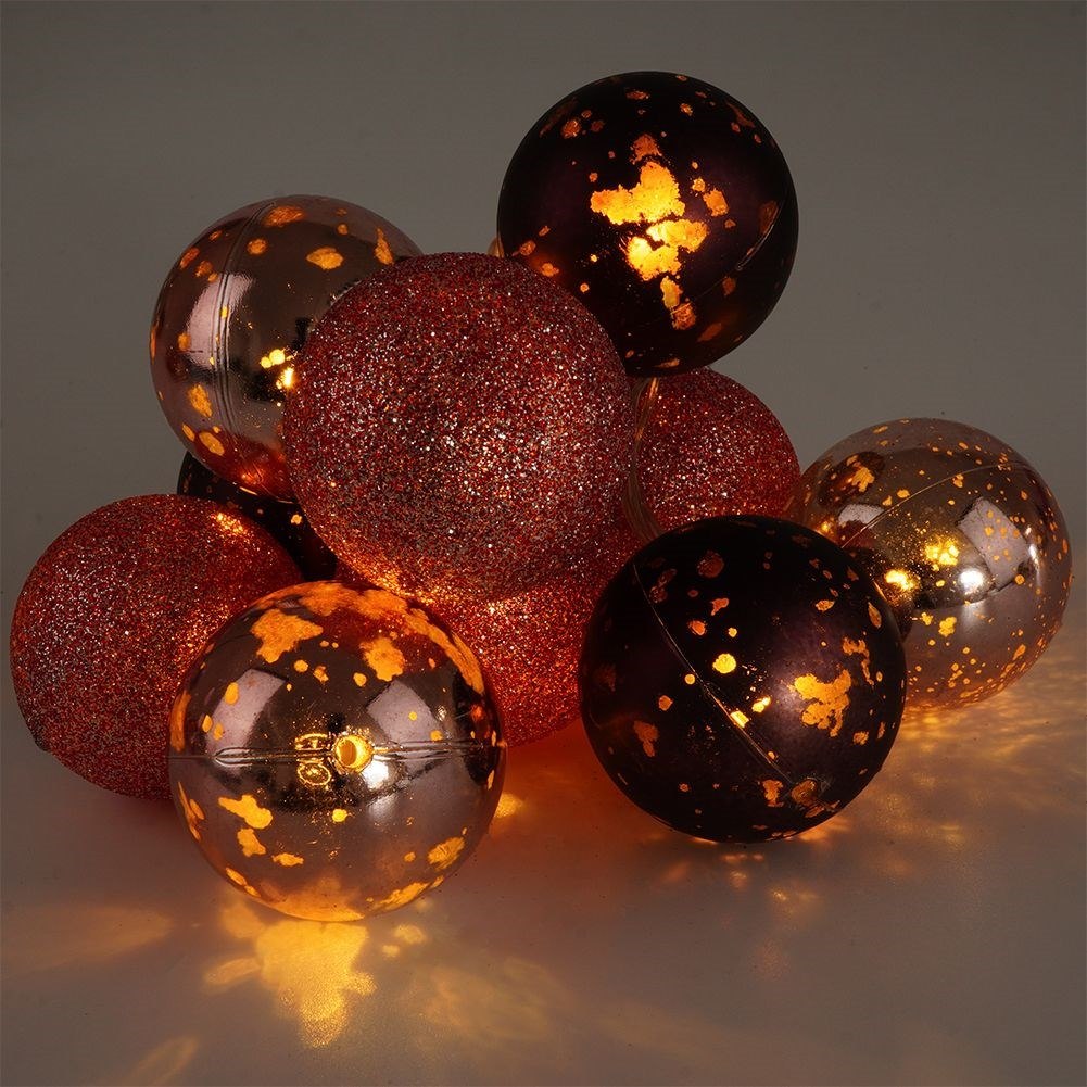 Lampki Bombki Świecące 10 led Fioletowe 4 cm ORION na Baterie - obrazek 2