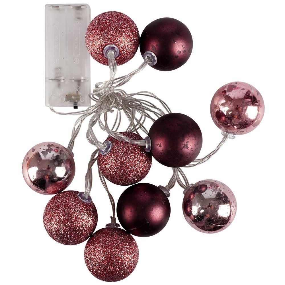 Lampki Bombki Świecące 10 led Fioletowe 4 cm ORION na Baterie - obrazek 3