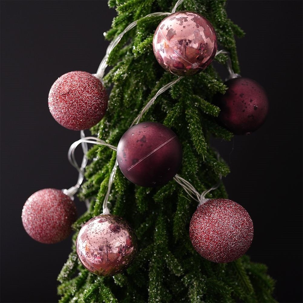 Lampki Bombki Świecące 10 led Fioletowe 4 cm ORION na Baterie - obrazek 4