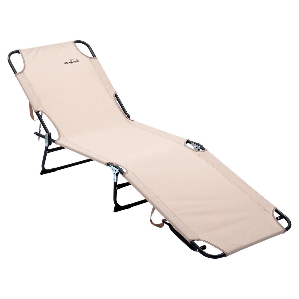 Leżak Ogrodowy Plażowy Rozkładany Regulowany Beżowy REDCLIFFS 187 x 55 cm - obrazek 3