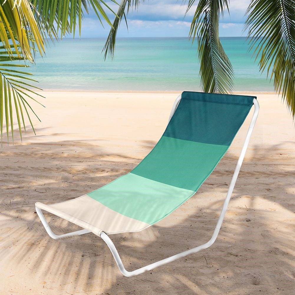 Leżak Plażowy Składany Metalowy Paski z Torbą Transportową VILDE 94 x 51 cm - obrazek 5