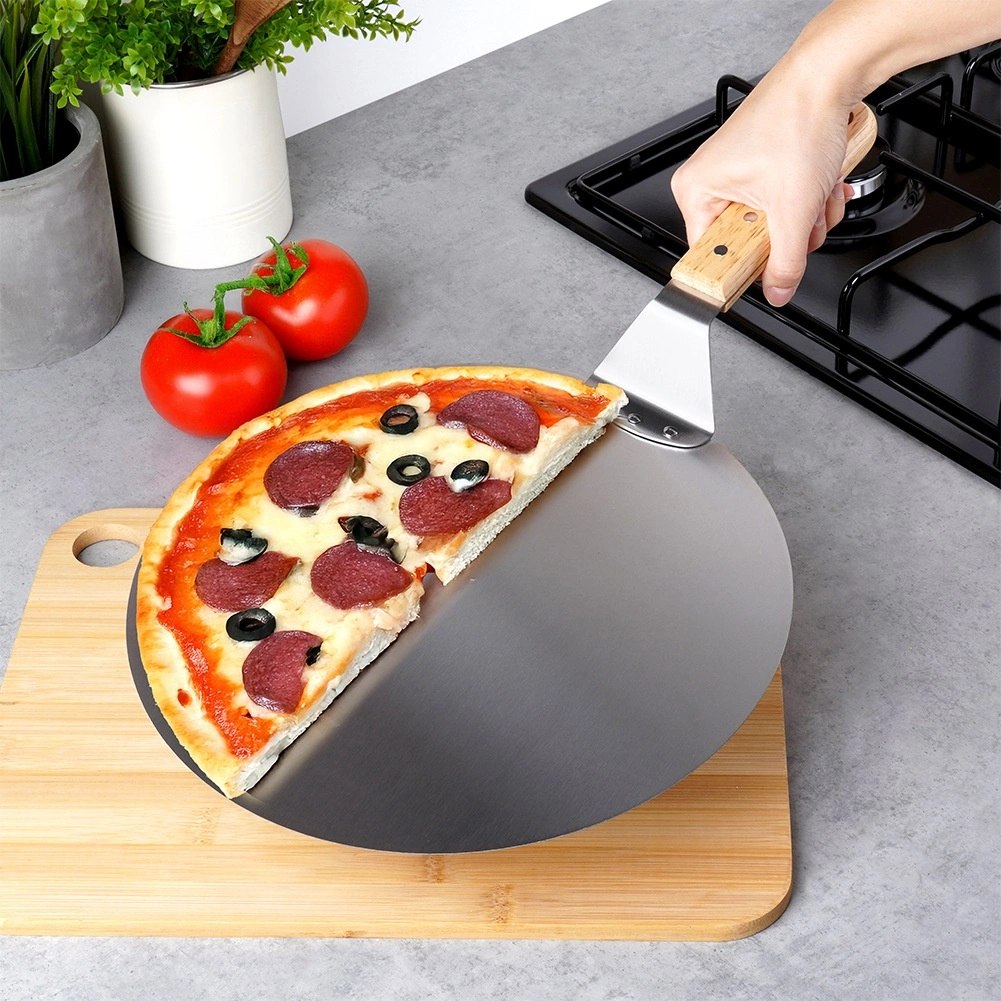 Łopata do Pizzy Stal Nierdzewna Okrągła 48,5 x 30,5 cm do Pieczenia VILDE - obrazek 2