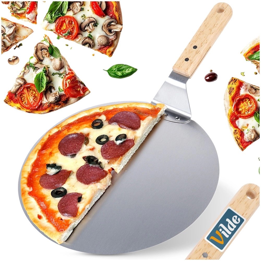 Łopata do Pizzy Stal Nierdzewna Okrągła 48,5 x 30,5 cm do Pieczenia VILDE - obrazek 8