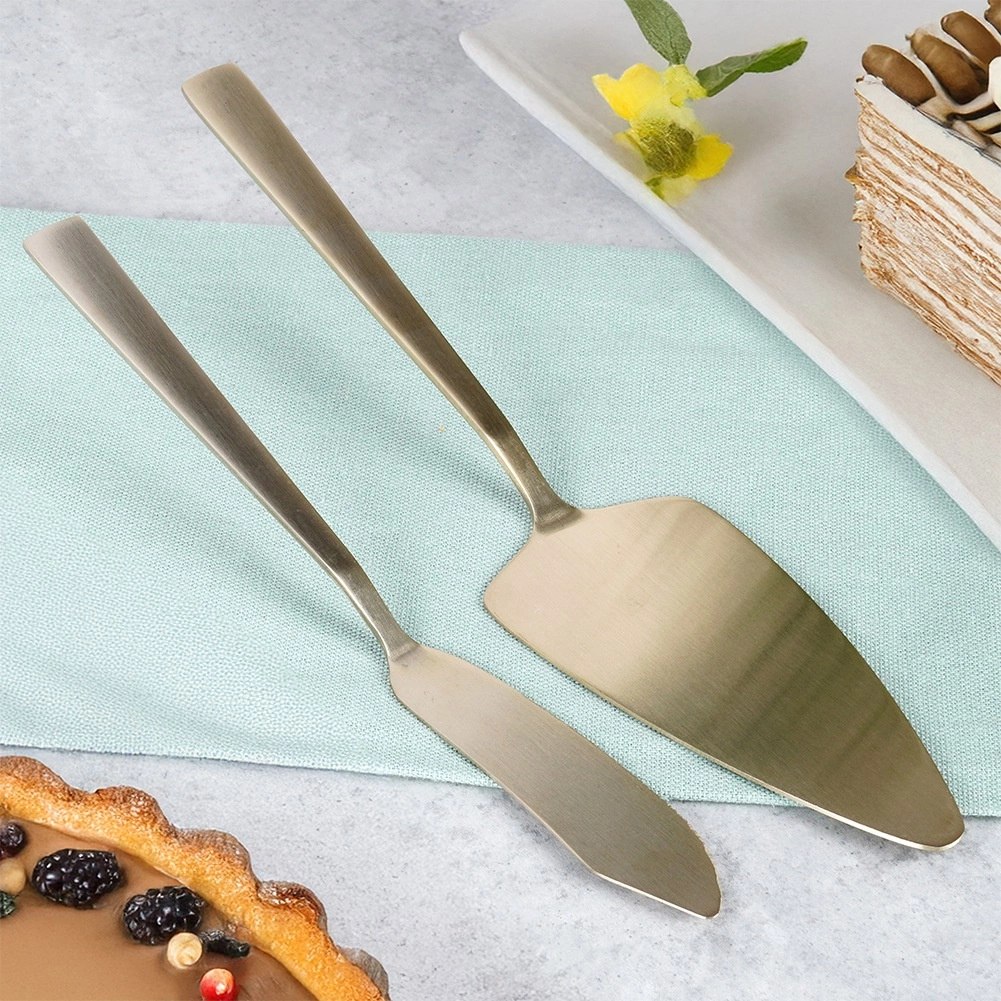 Łopatka i Nóż do Ciasta Stal Nierdzewna Złota 2 Sztuki EXCELLENT HOUSEWARE - obrazek 2