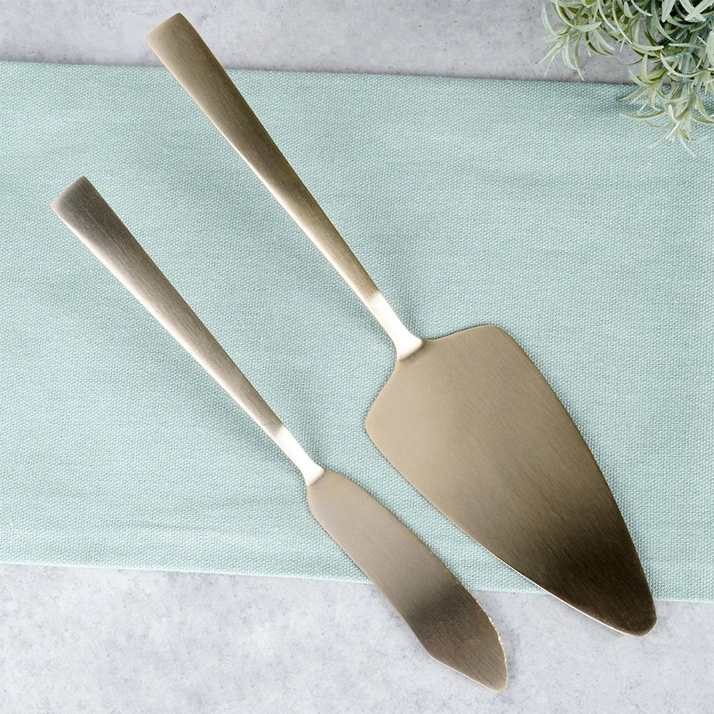 Łopatka i Nóż do Ciasta Stal Nierdzewna Złota 2 Sztuki EXCELLENT HOUSEWARE - obrazek 4