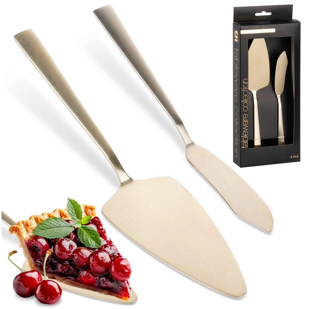 Łopatka i Nóż do Ciasta Stal Nierdzewna Złota 2 Sztuki EXCELLENT HOUSEWARE - obrazek 6
